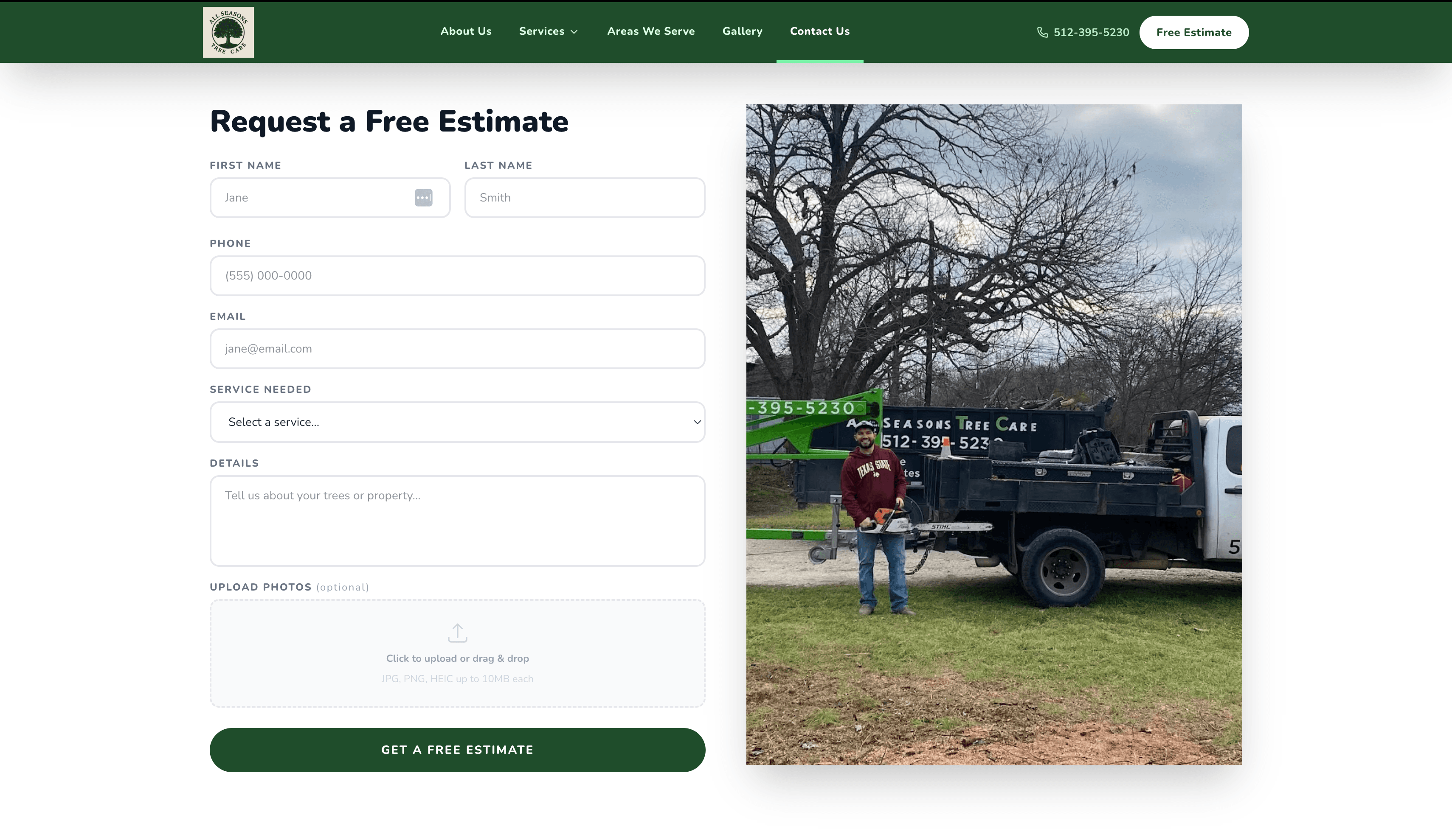 All Seasons Tree Care desktop screenshot